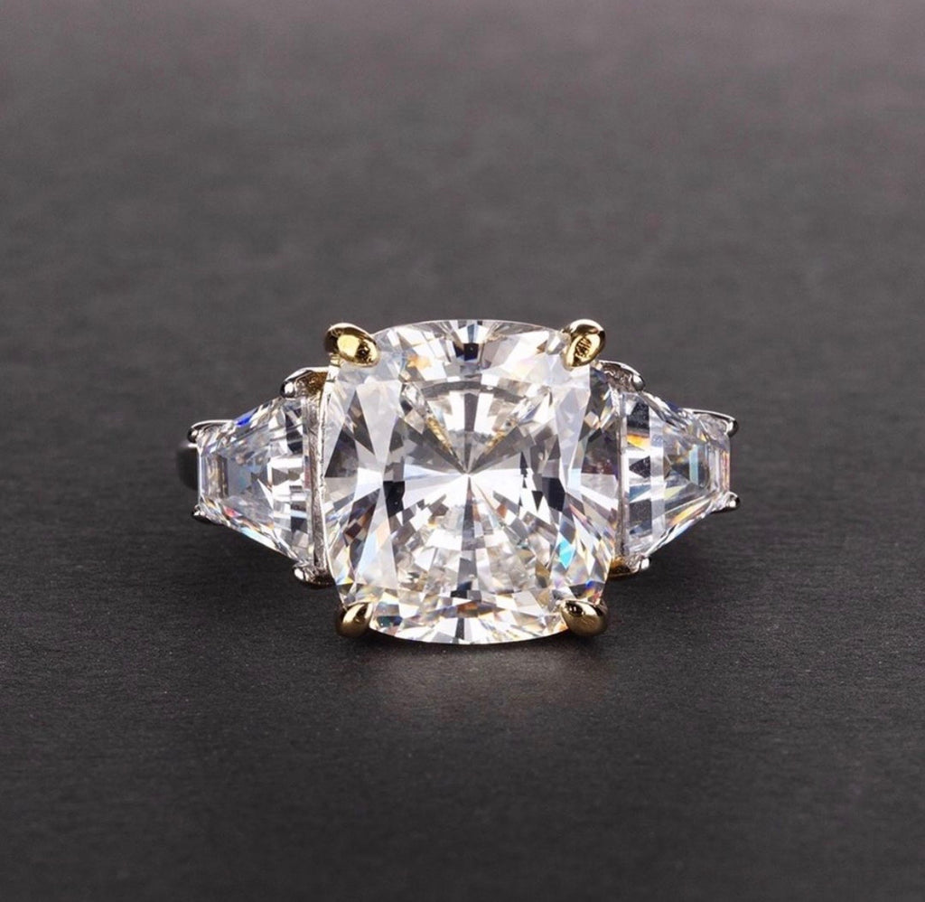 11ct "Trisha"  Luxury Cushion Cut  Lab Grown  Moissanite Diamond Engagement Ring