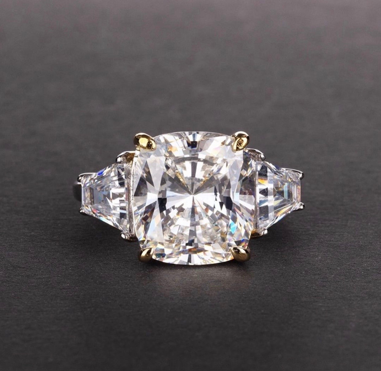 11ct "Trisha"  Luxury Cushion Cut  Lab Grown  Moissanite Diamond Engagement Ring