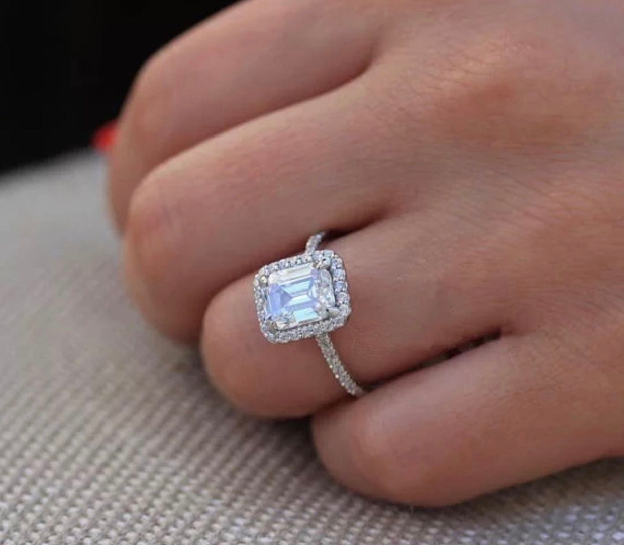 "Zcharina" Princess / Emerald cut Engagement Ring