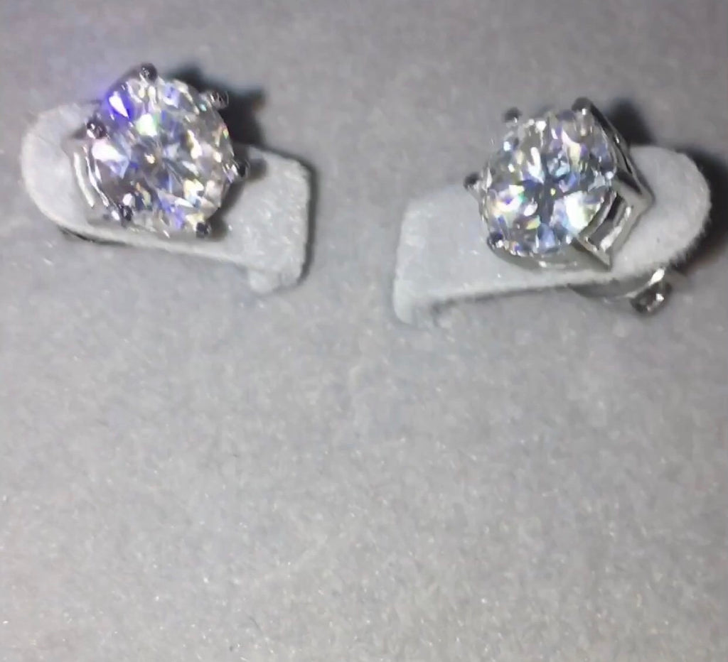Fiona Earrings 1ct/1ct, 2ct/2ct & 3ct/3ct Moissanite Diamond Stones