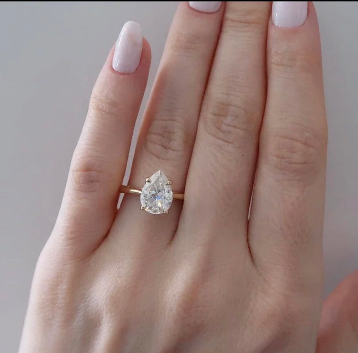 "Crystal" moissanite diamond Engagement Ring Pear Shape