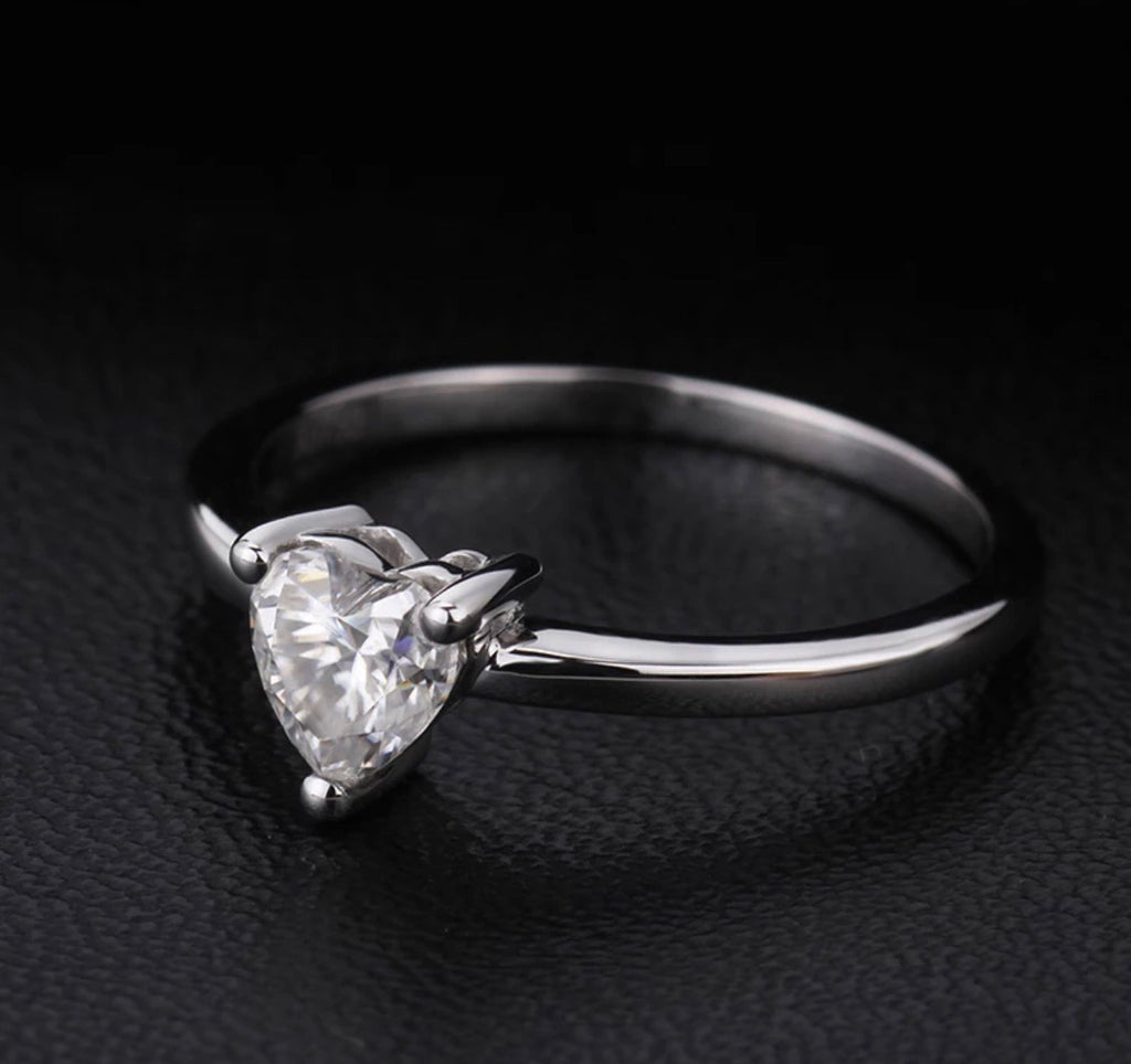 " Crystal Amia" Heart Engagement Ring