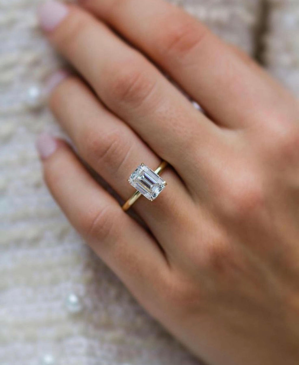 "Zia" Emerald/Radiant/Oval Moissanite Diamond Engagement Ring