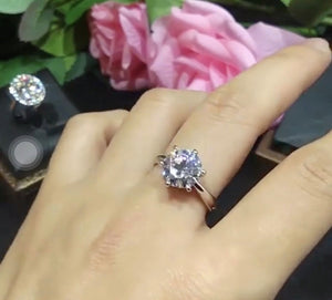 Moissanite Diamond Halo Pave Design and Solitaire Ring