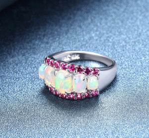 Customized Opal Ring White gold Vermeil