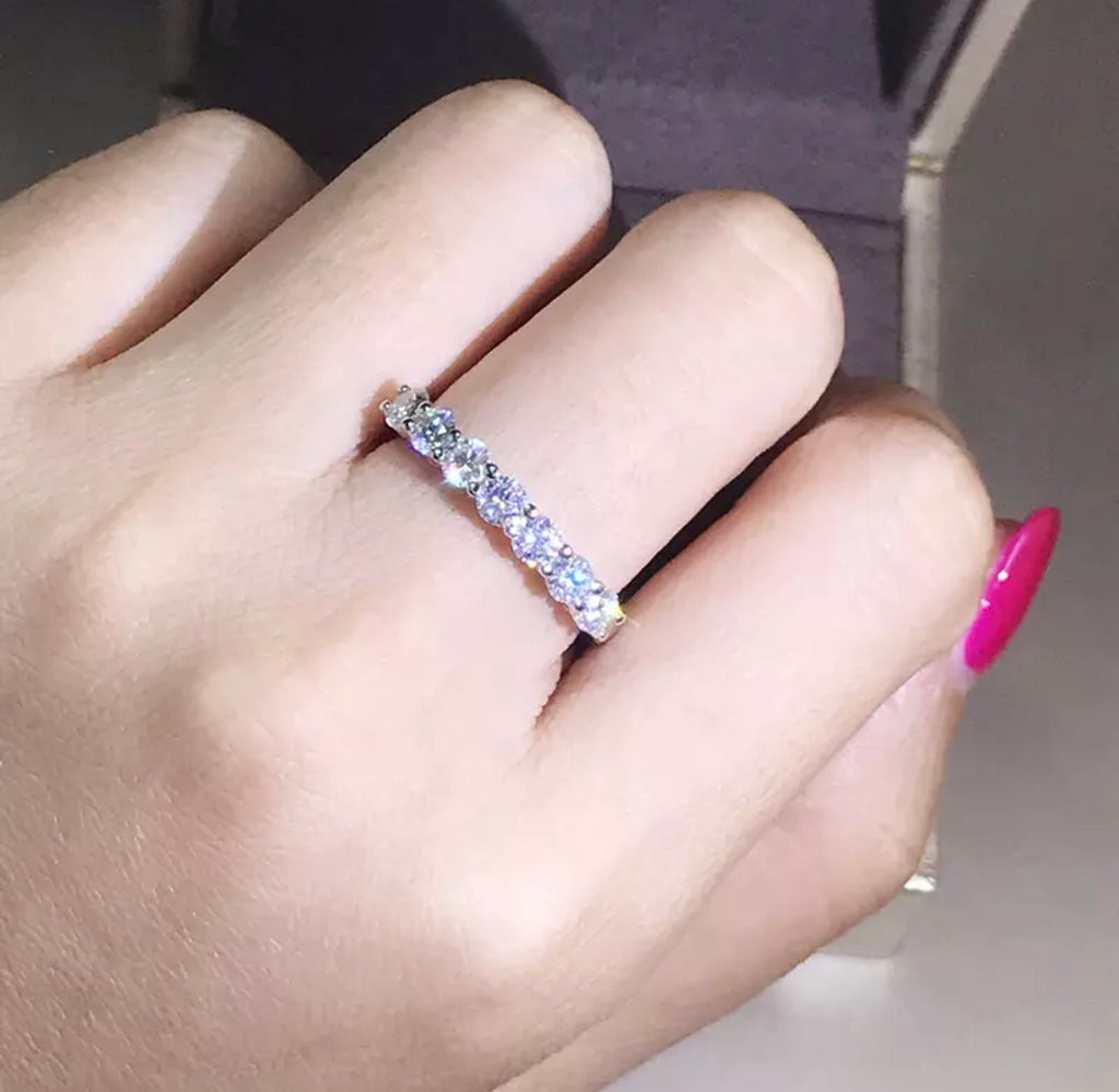 Half Eternity Natural Moissanite Diamond Ring