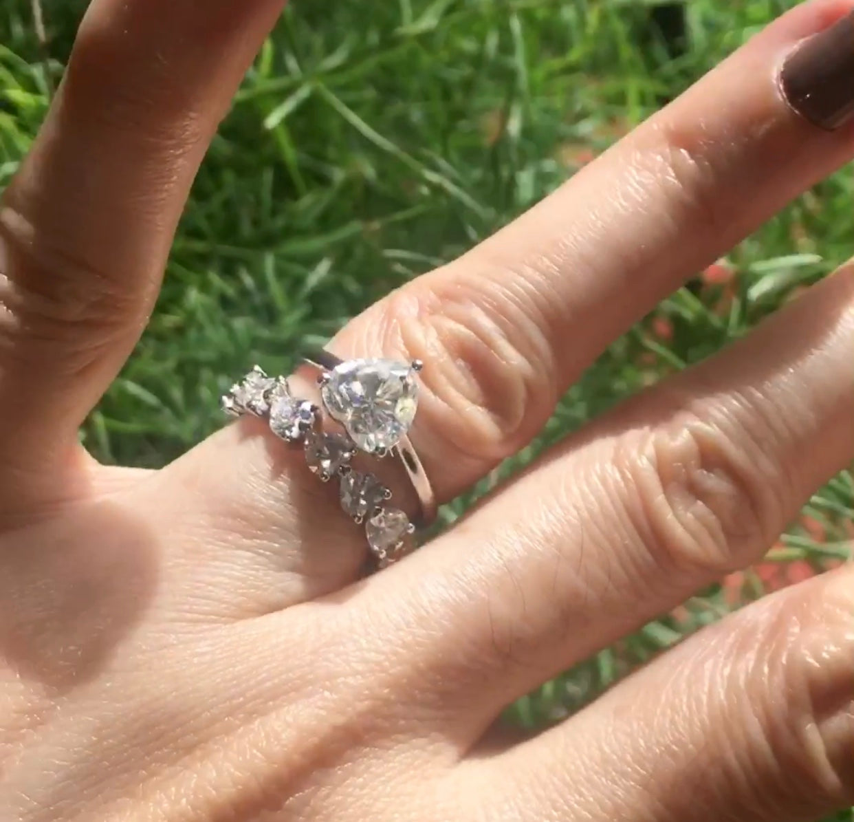 " Amia " Heart Set Solitaire & Full/Half Band Eternity Ring