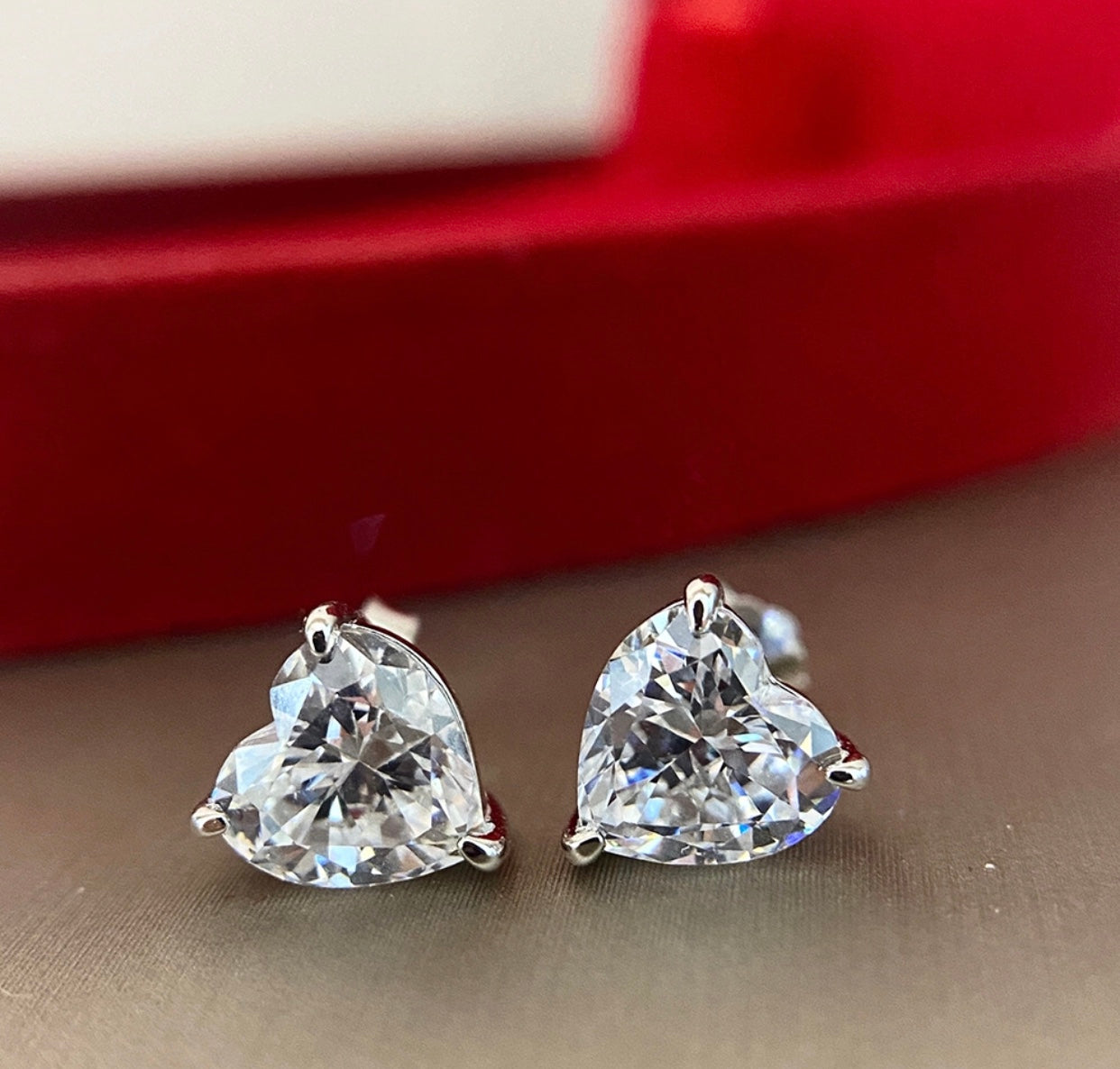 Crystal Heart 1 Moissanite Diamond Earrings