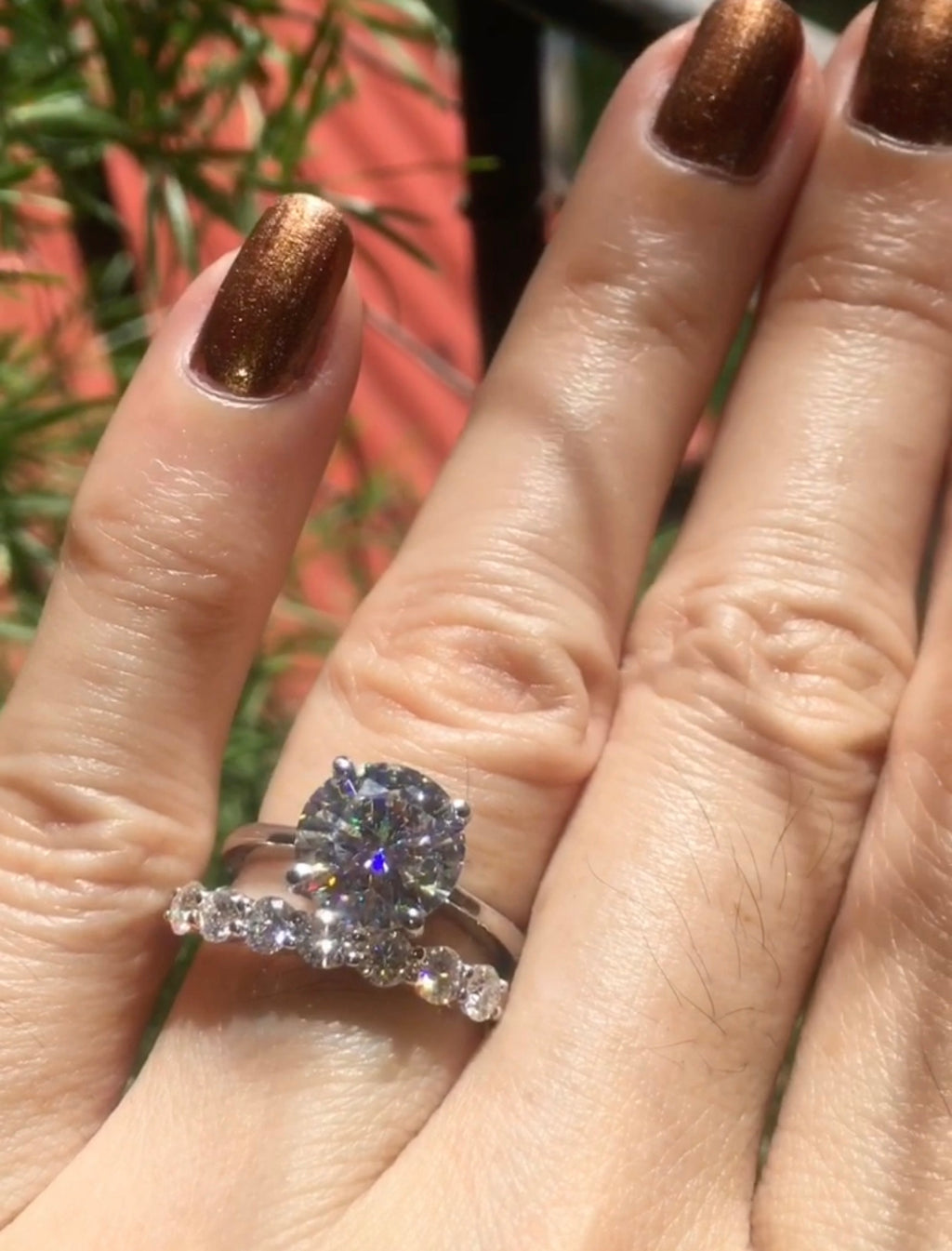 " Fiona " Classic Engagement Ring 4 prong Moissanite Diamond Stone