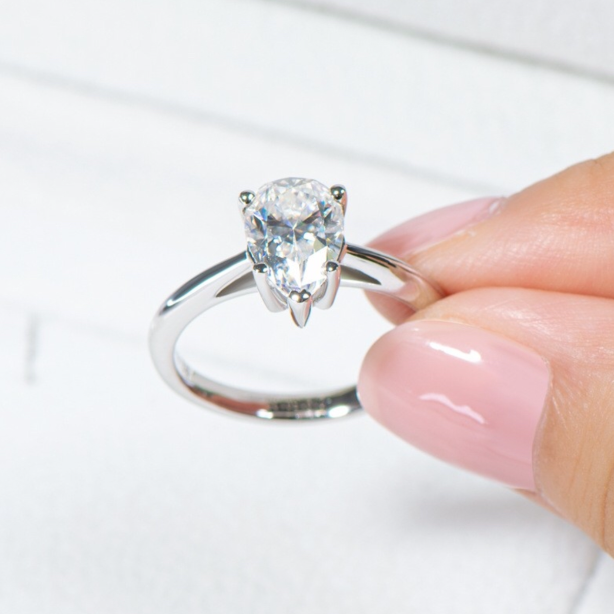 "Crystal" moissanite diamond Engagement Ring Pear Shape