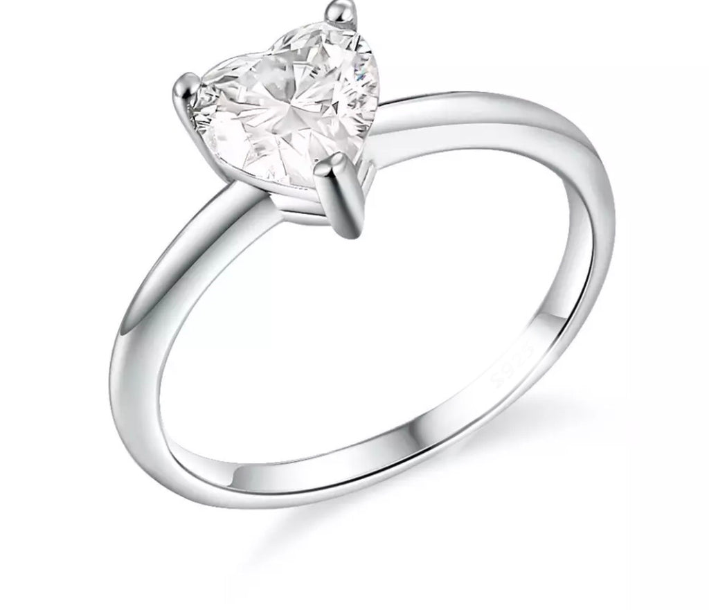 " Crystal Amia" Heart Engagement Ring
