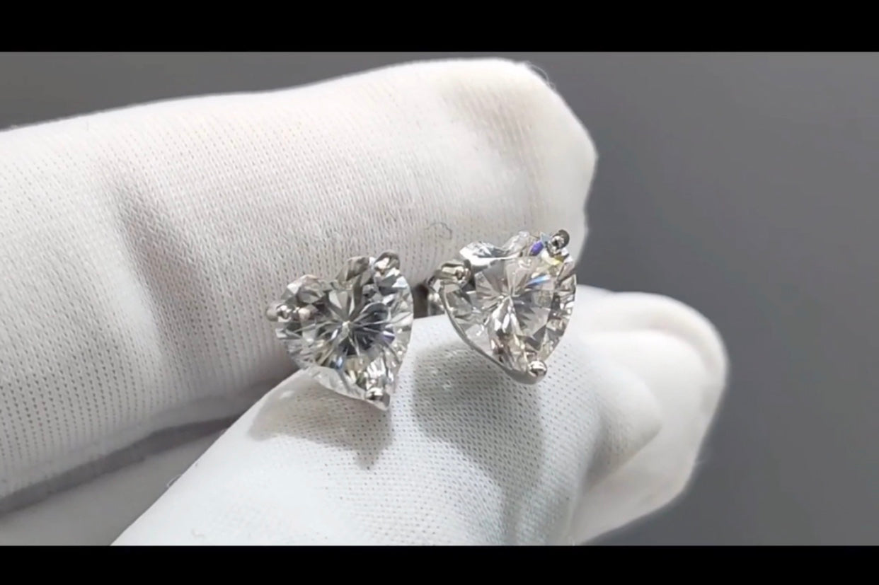 Crystal Heart 1 Moissanite Diamond Earrings