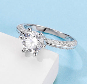 Zinette Ring 1ct Moissanite Diamond Stone in Pure Silver Metal Based coated Platinum 6x Layers