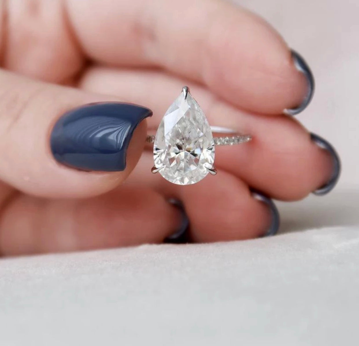 "Crystal" moissanite diamond Engagement Ring Pear Shape