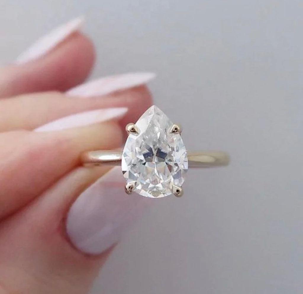 "Crystal" moissanite diamond Engagement Ring Pear Shape