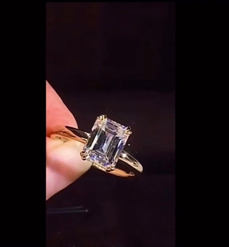 "Zahara" Oval/Emerald Cut Engagement Ring