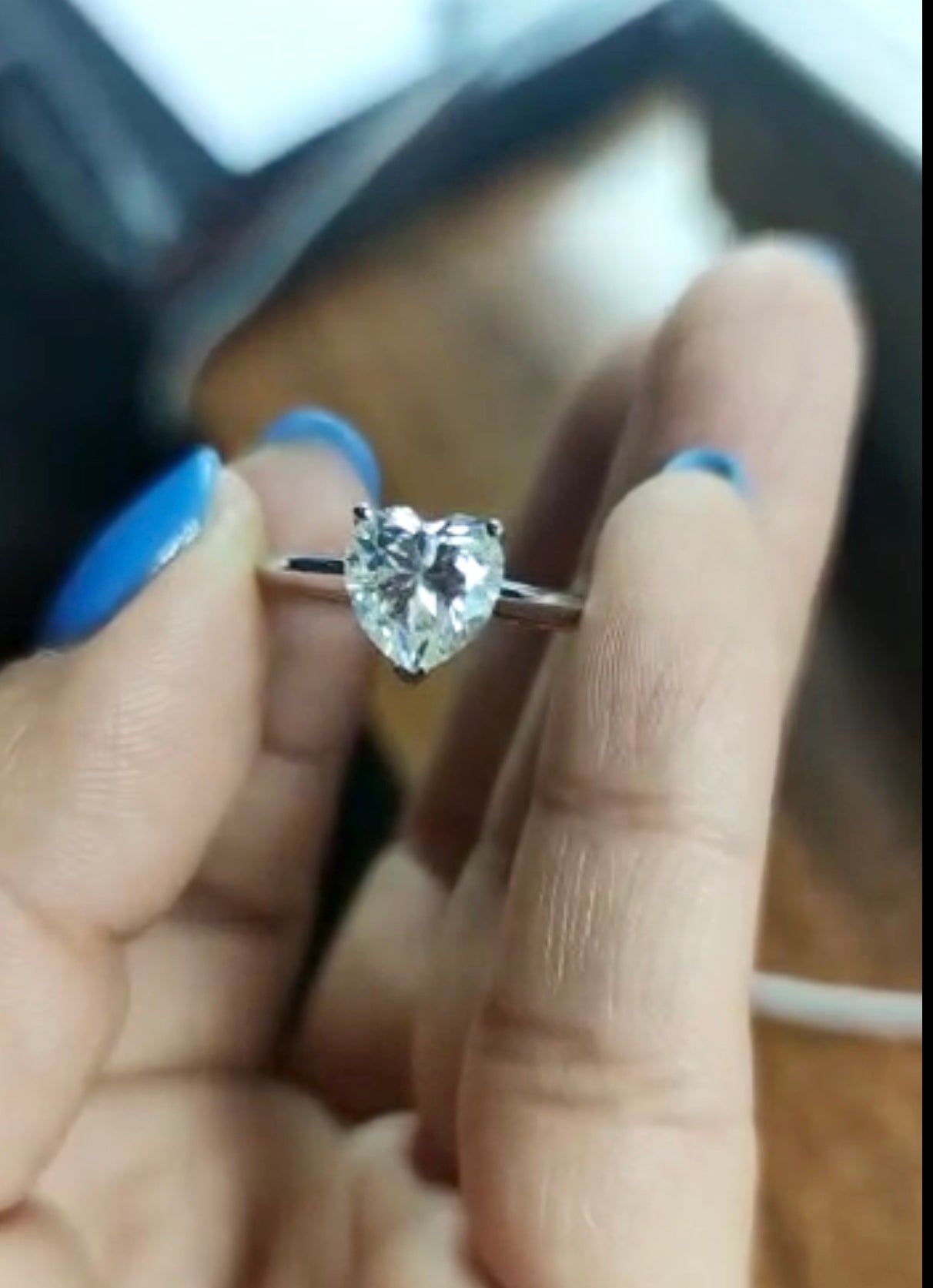 " Crystal Amia" Heart Engagement Ring