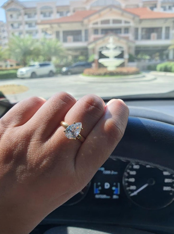 "Crystal" moissanite diamond Engagement Ring Pear Shape