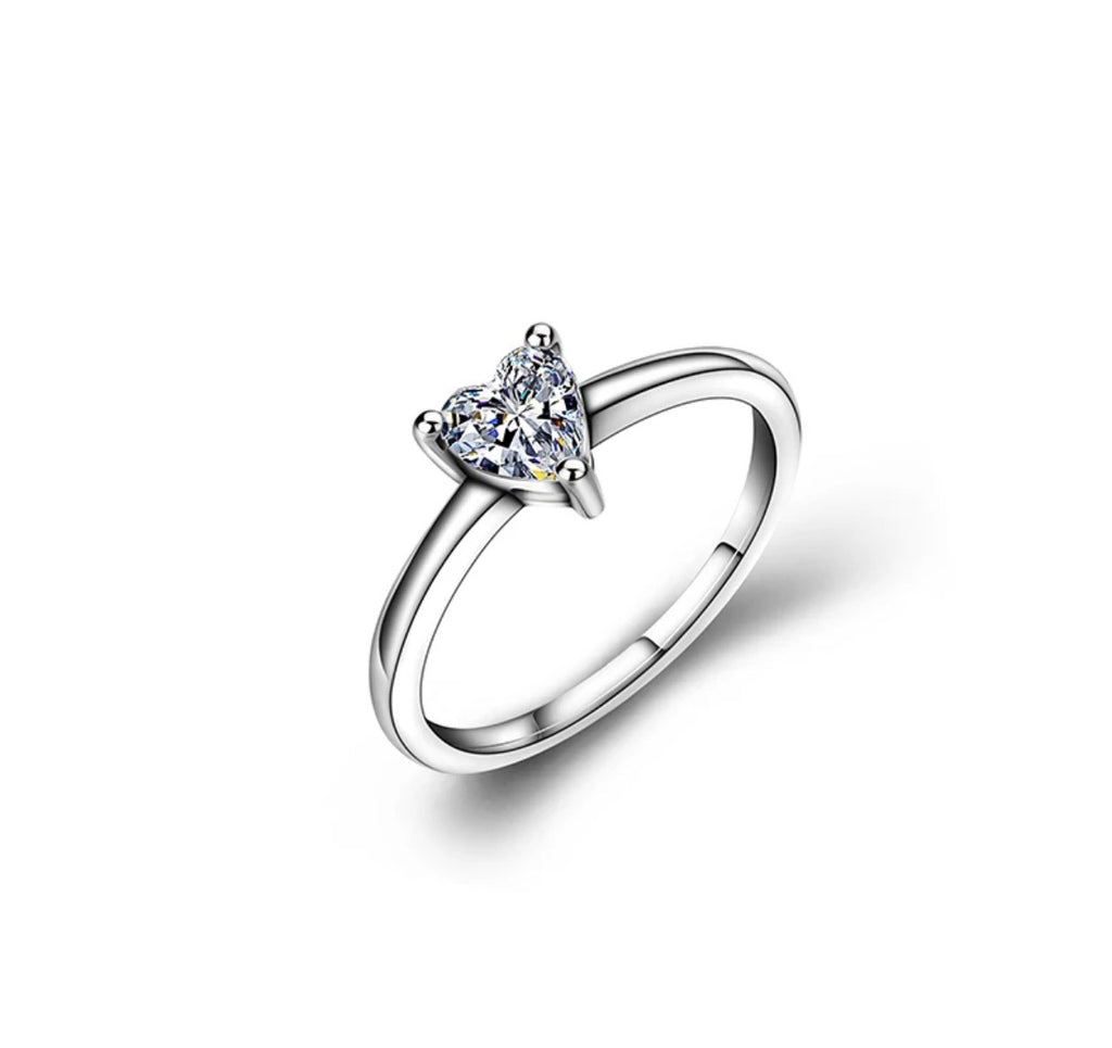 " Crystal Amia" Heart Engagement Ring