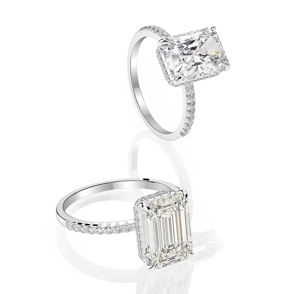 8ct. 8x11mm Radiant/Emerald cut Moissanite Lab Grown Diamond Stone Engagement Ring