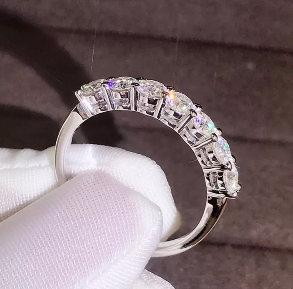 Half Eternity Natural Moissanite Diamond Ring