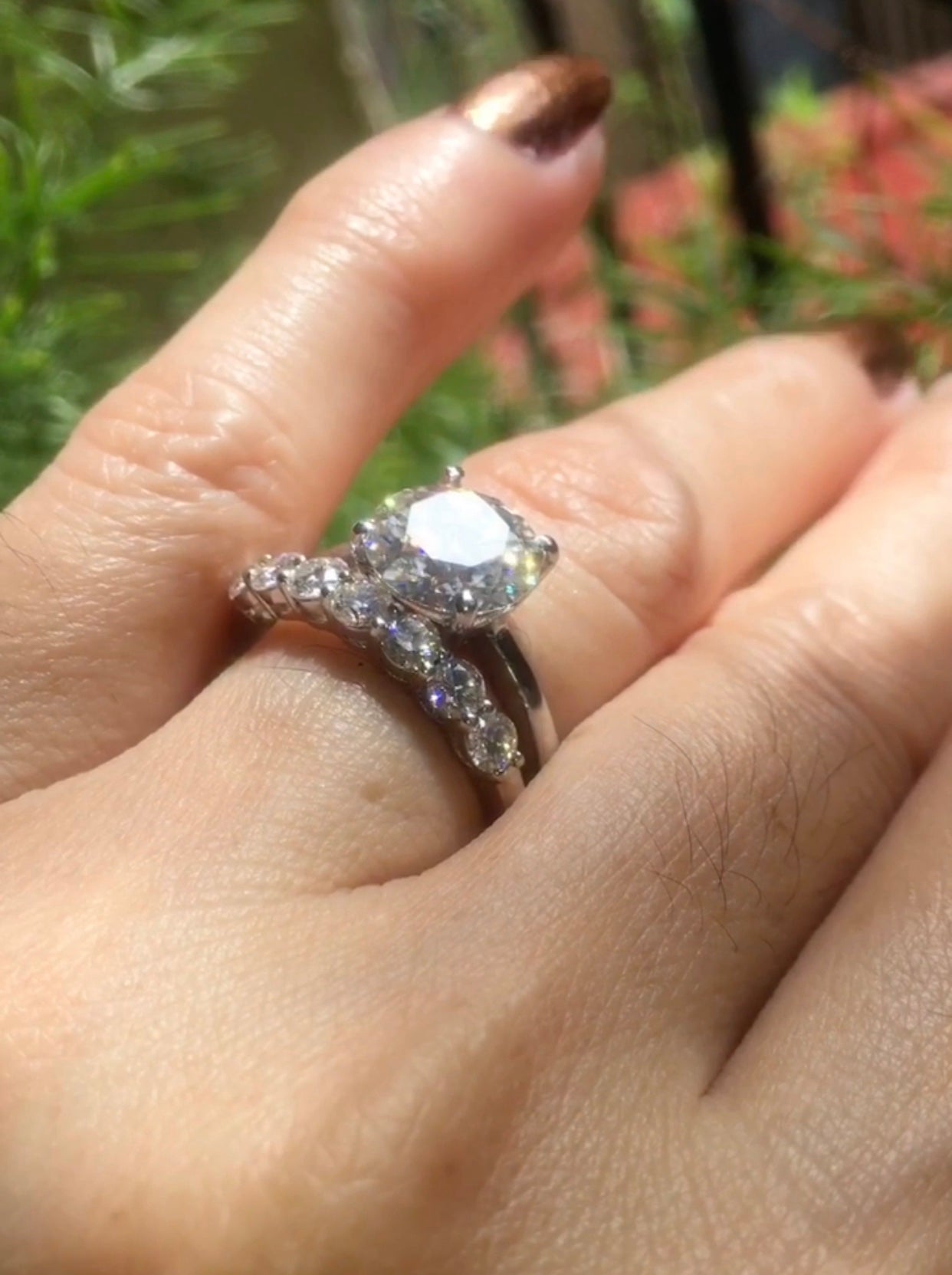 " Fiona " Classic Engagement Ring 4 prong Moissanite Diamond Stone