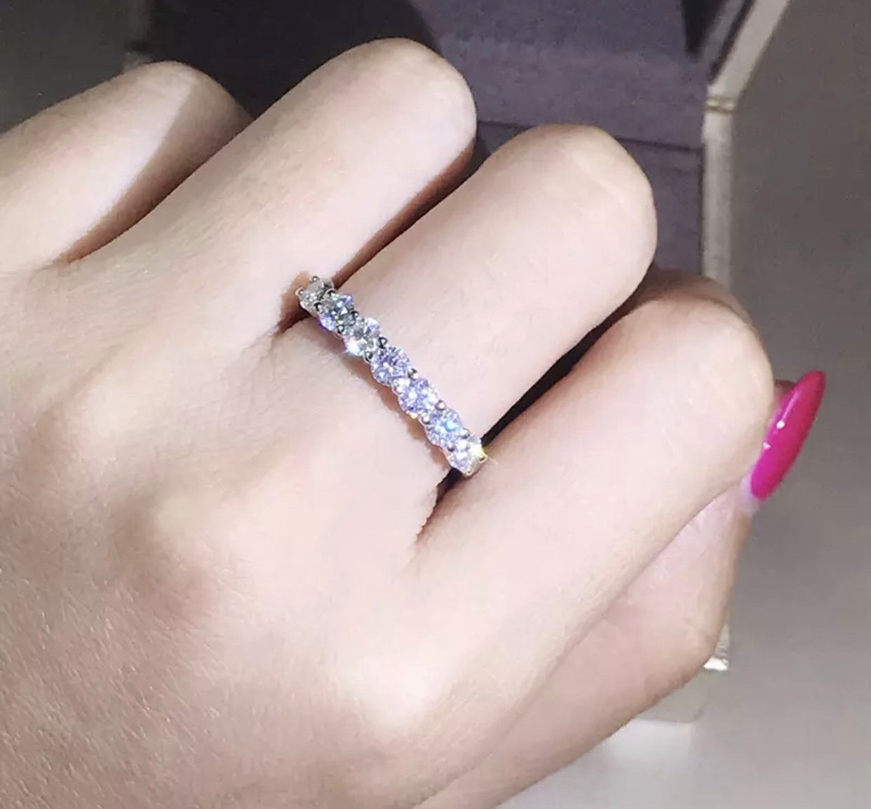 Half Band Eternity Ring Moissanite Diamond