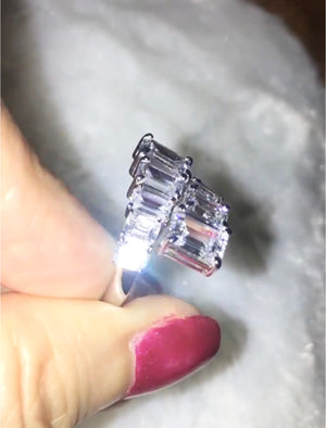 Emerald cut moissanite lab grown adjustable ring