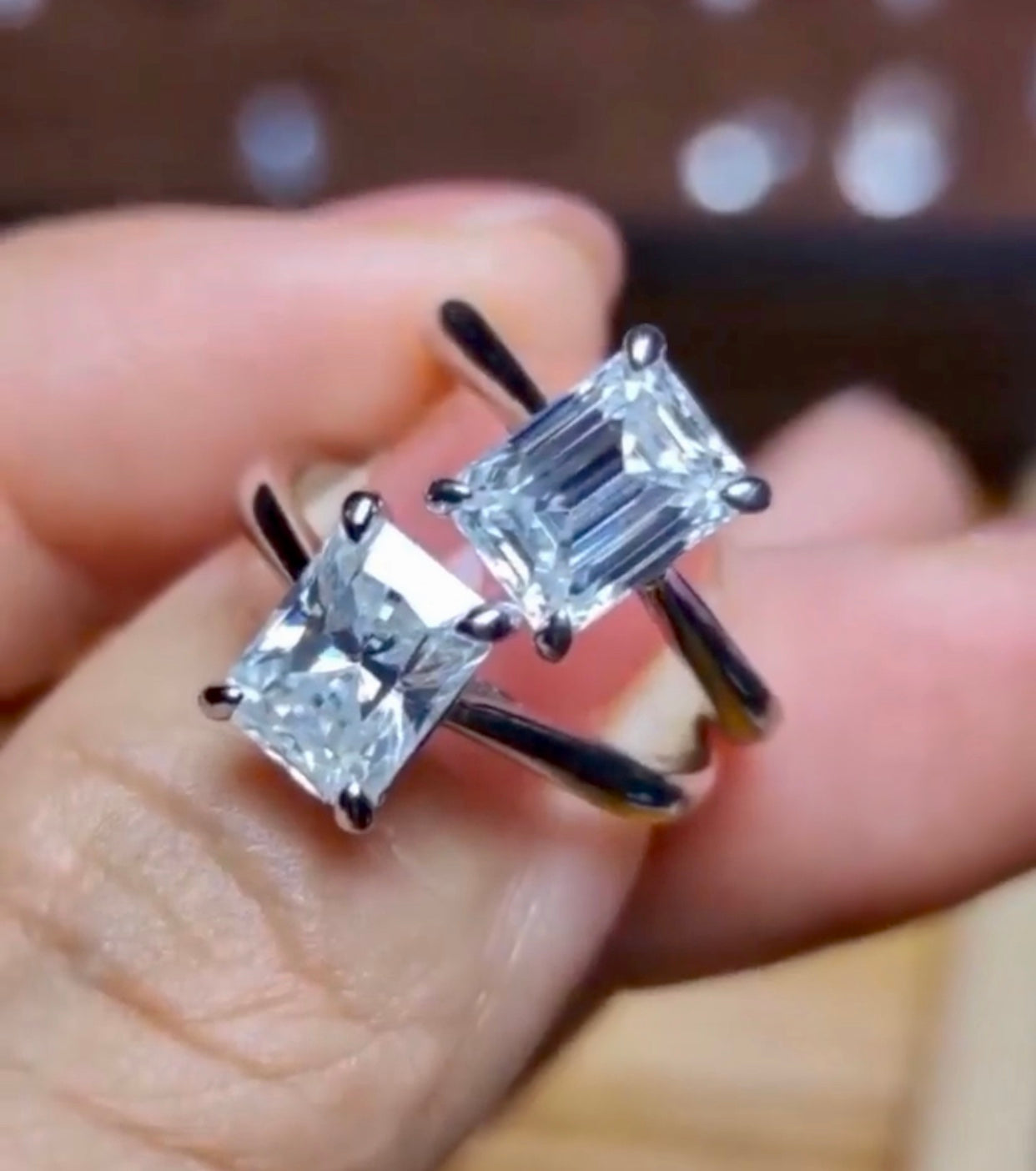 "Zahara" Oval/Emerald Cut Engagement Ring