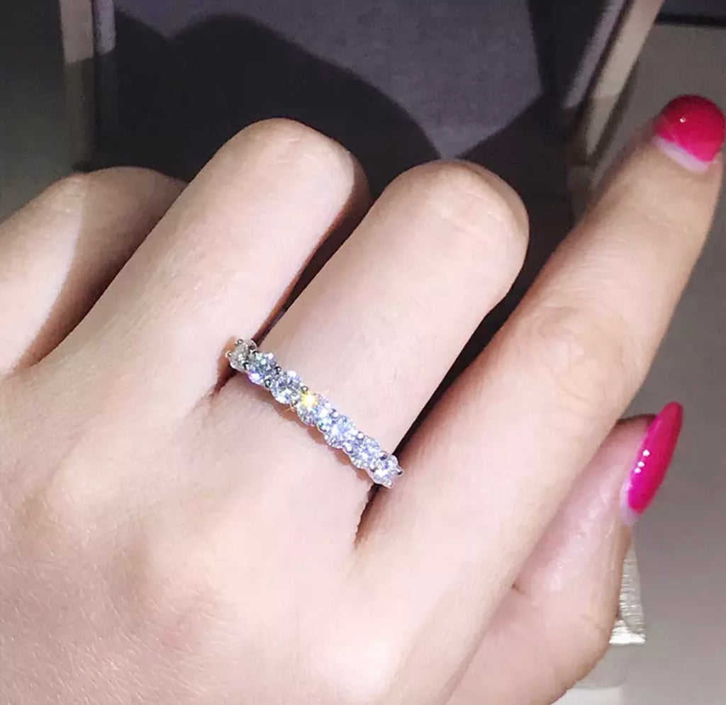 Half Eternity Natural Moissanite Diamond Ring