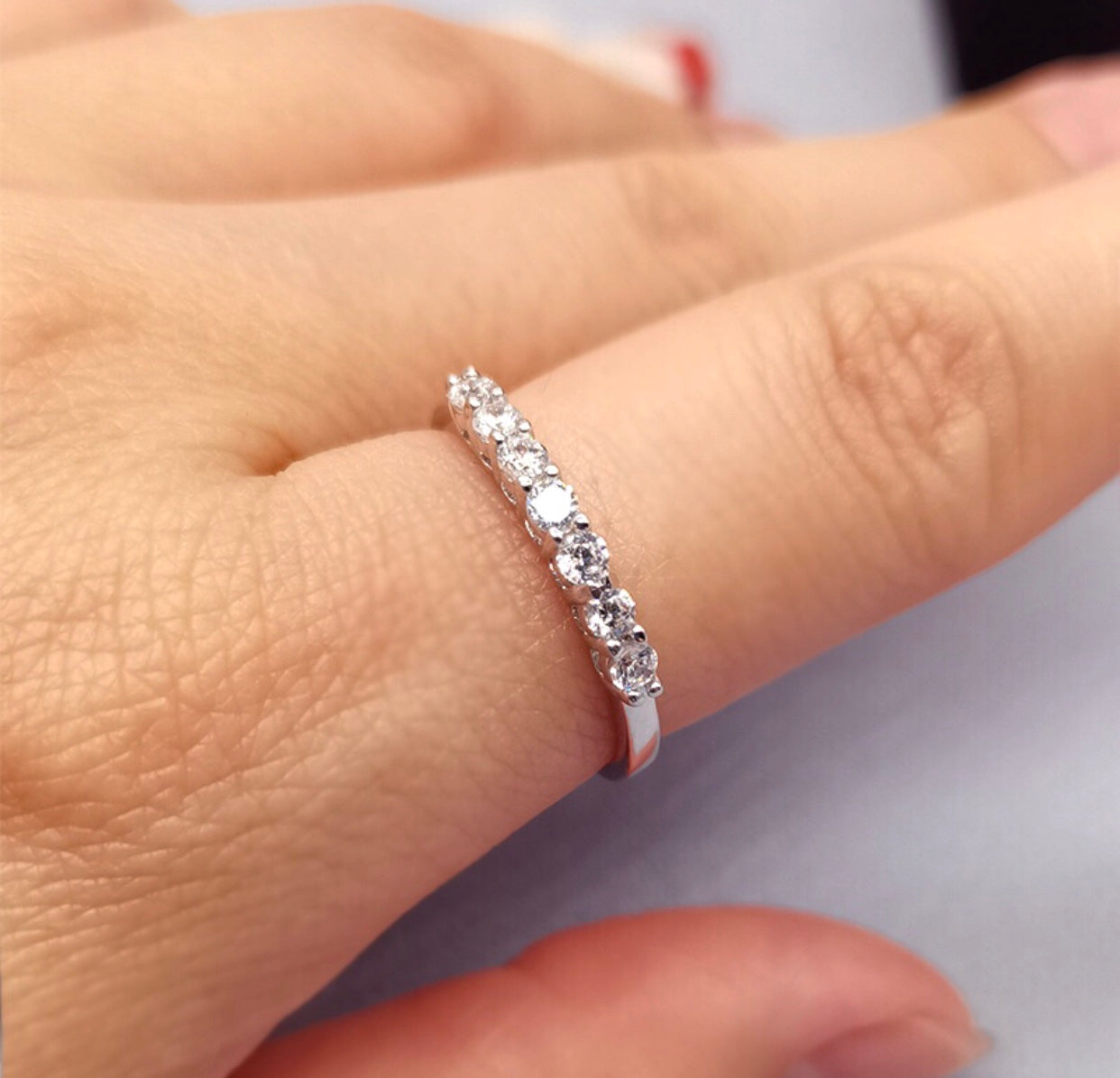 Half Eternity Natural Moissanite Diamond Ring