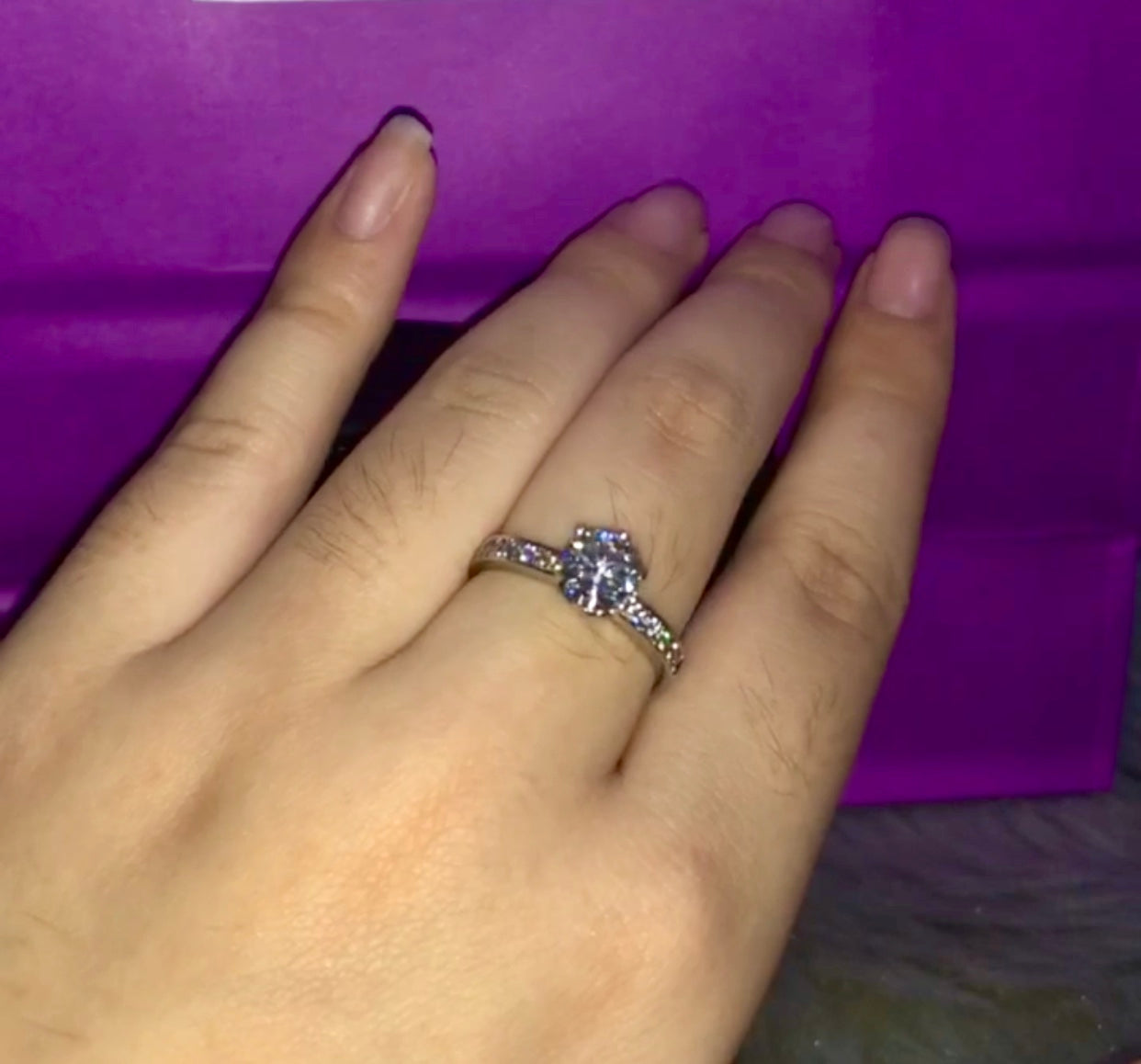 14K White Gold 1Ct/2Ct Moissanite Diamond Stone Fiona Engagement Ring