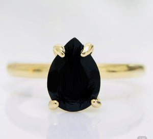 " Ciara " Black Pear Moissanite Diamond Ring