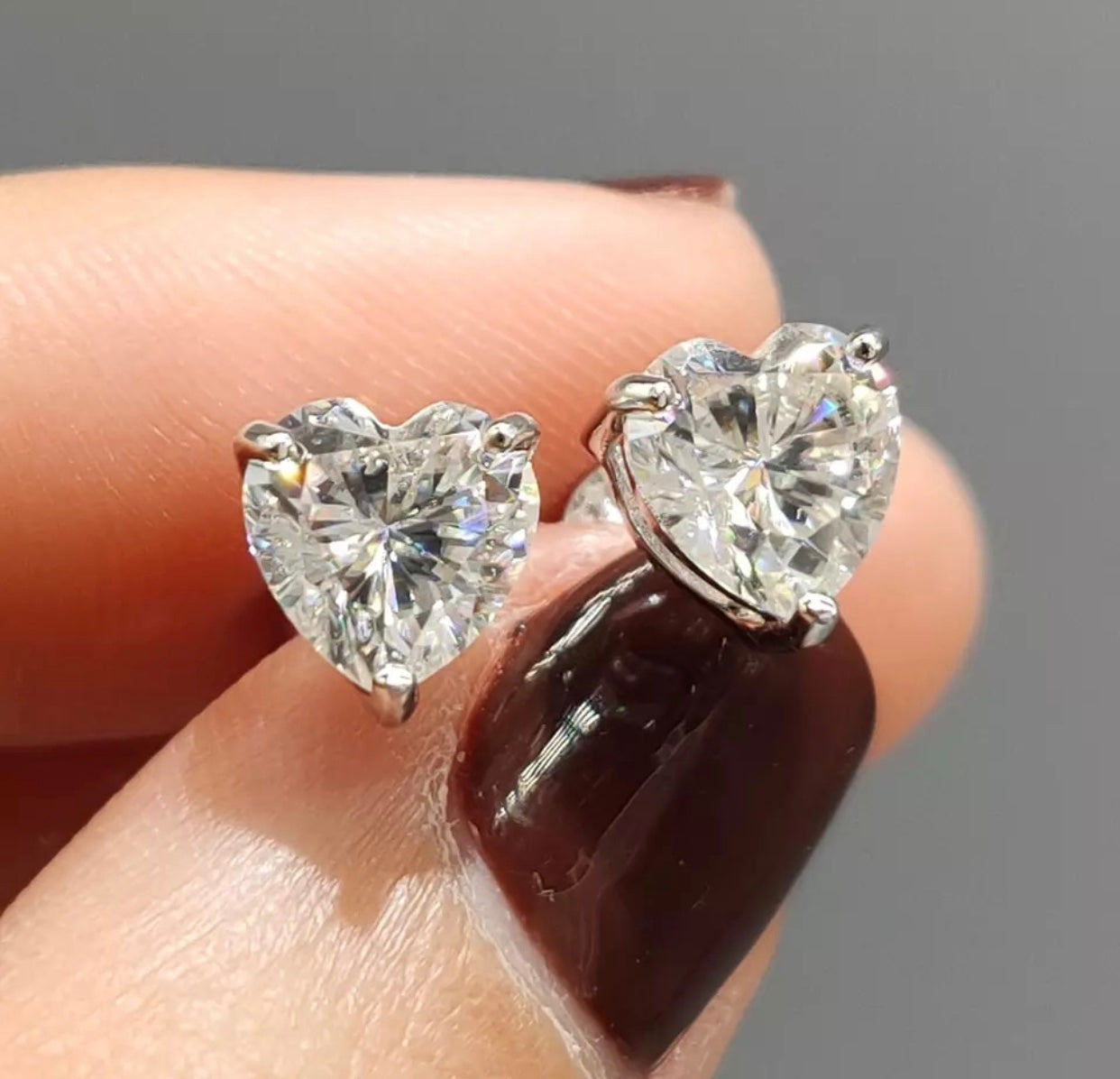 Crystal Heart 1 Moissanite Diamond Earrings