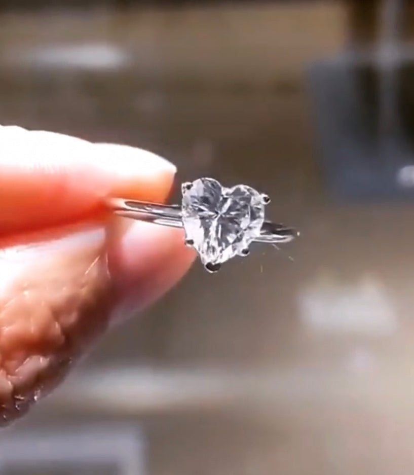 " Crystal Amia" Heart Engagement Ring