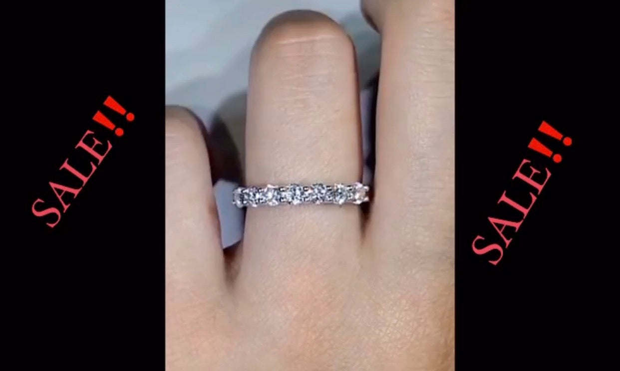 Half Eternity Natural Moissanite Diamond Ring