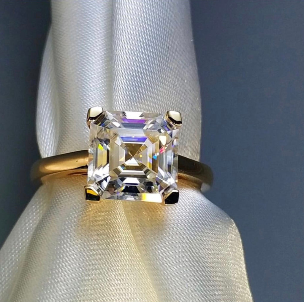 Asscher cut Moissanite Diamond Ring