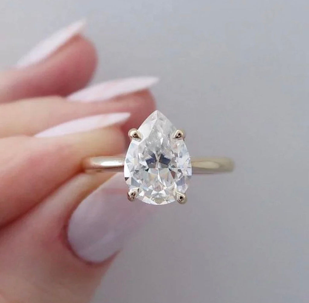"Crystal" moissanite diamond Engagement Ring Pear Shape