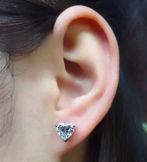 Crystal Heart 1 Moissanite Diamond Earrings