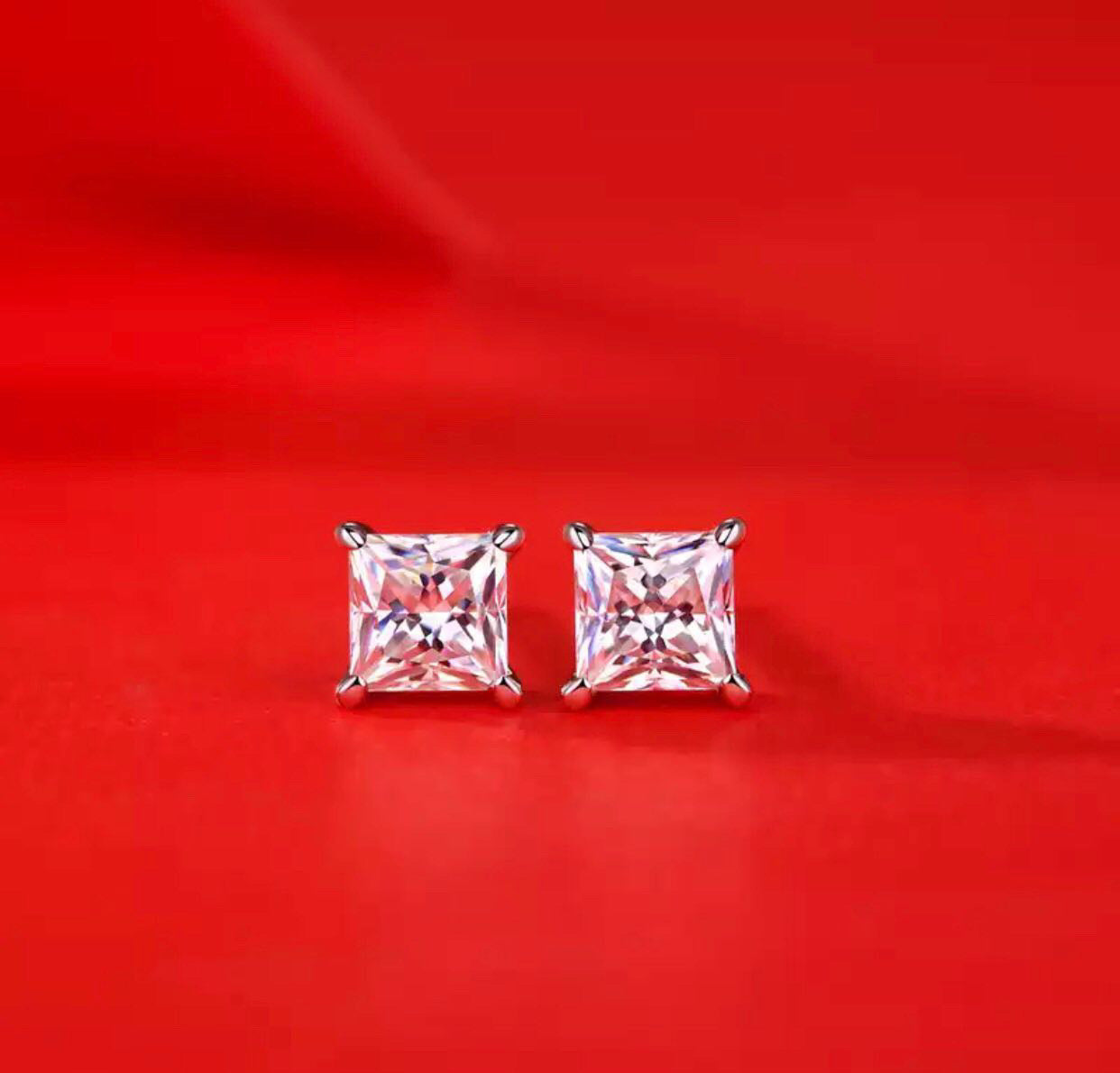 Gibelle Princess cut Ring/Earrings set ttl 3ct