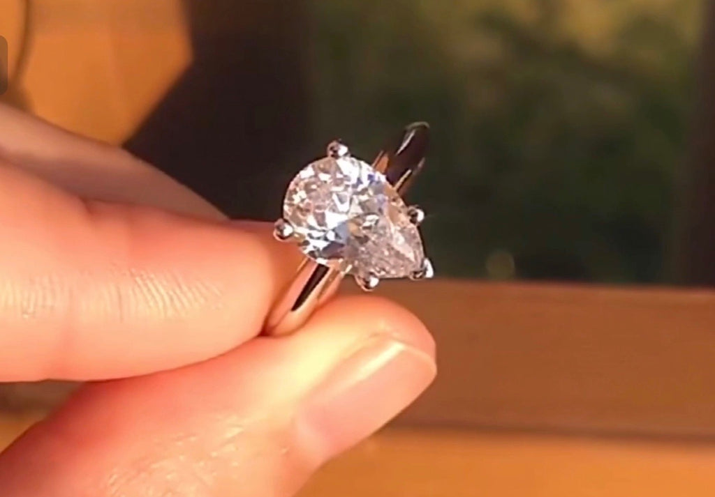 "Crystal" moissanite diamond Engagement Ring Pear Shape
