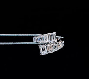 Emerald cut moissanite lab grown adjustable ring