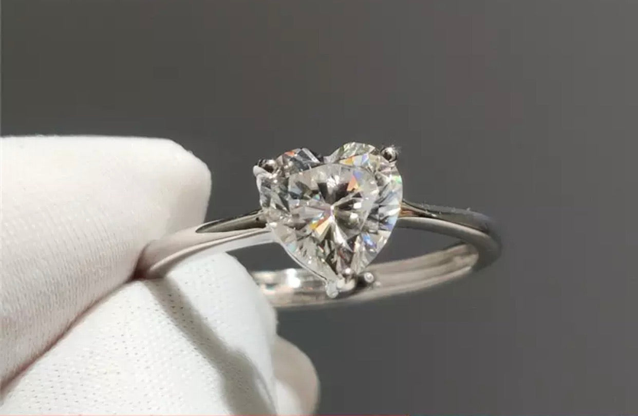 " Crystal Amia" Heart Engagement Ring