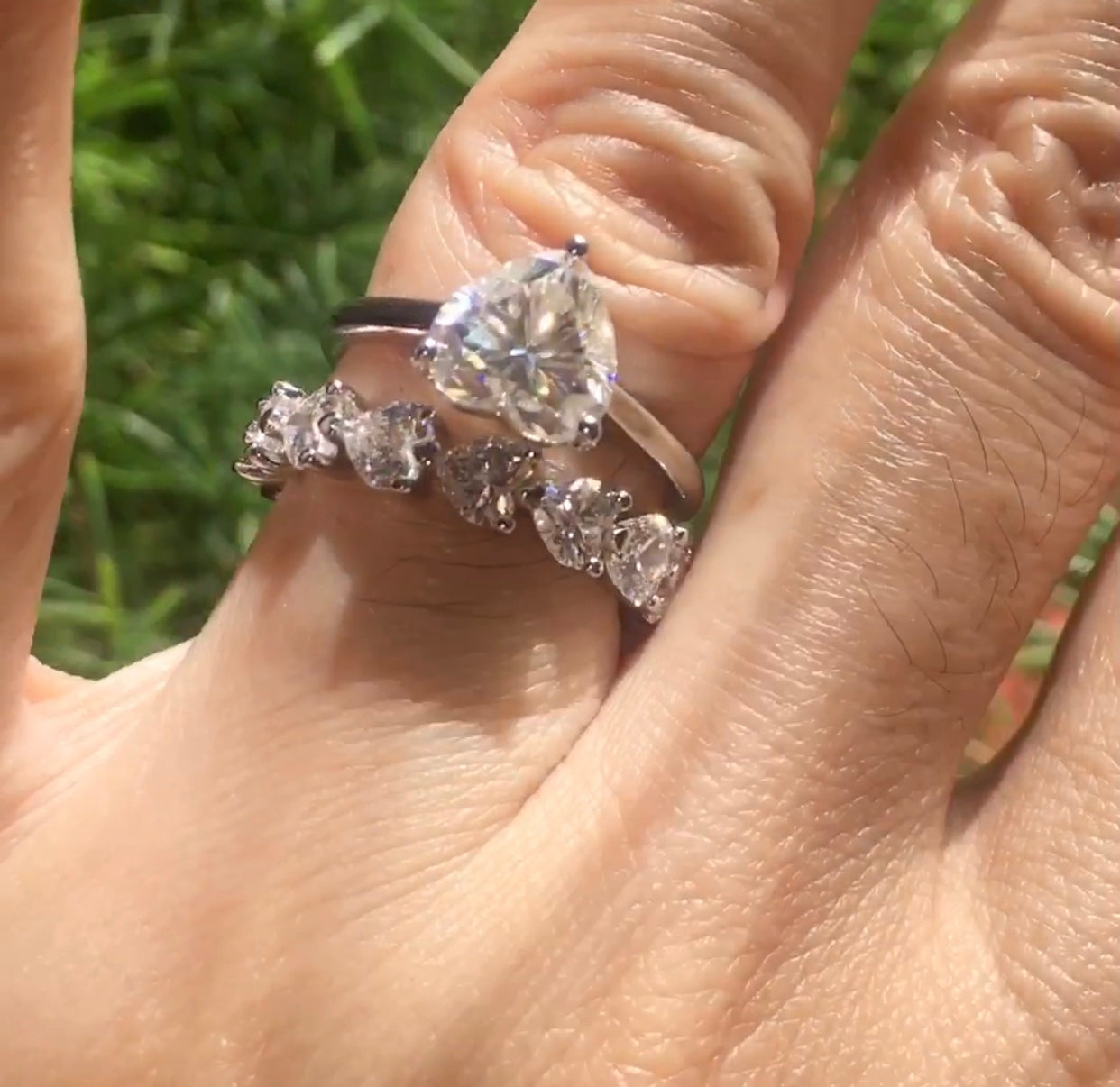 " Amia " Heart Set Solitaire & Full/Half Band Eternity Ring