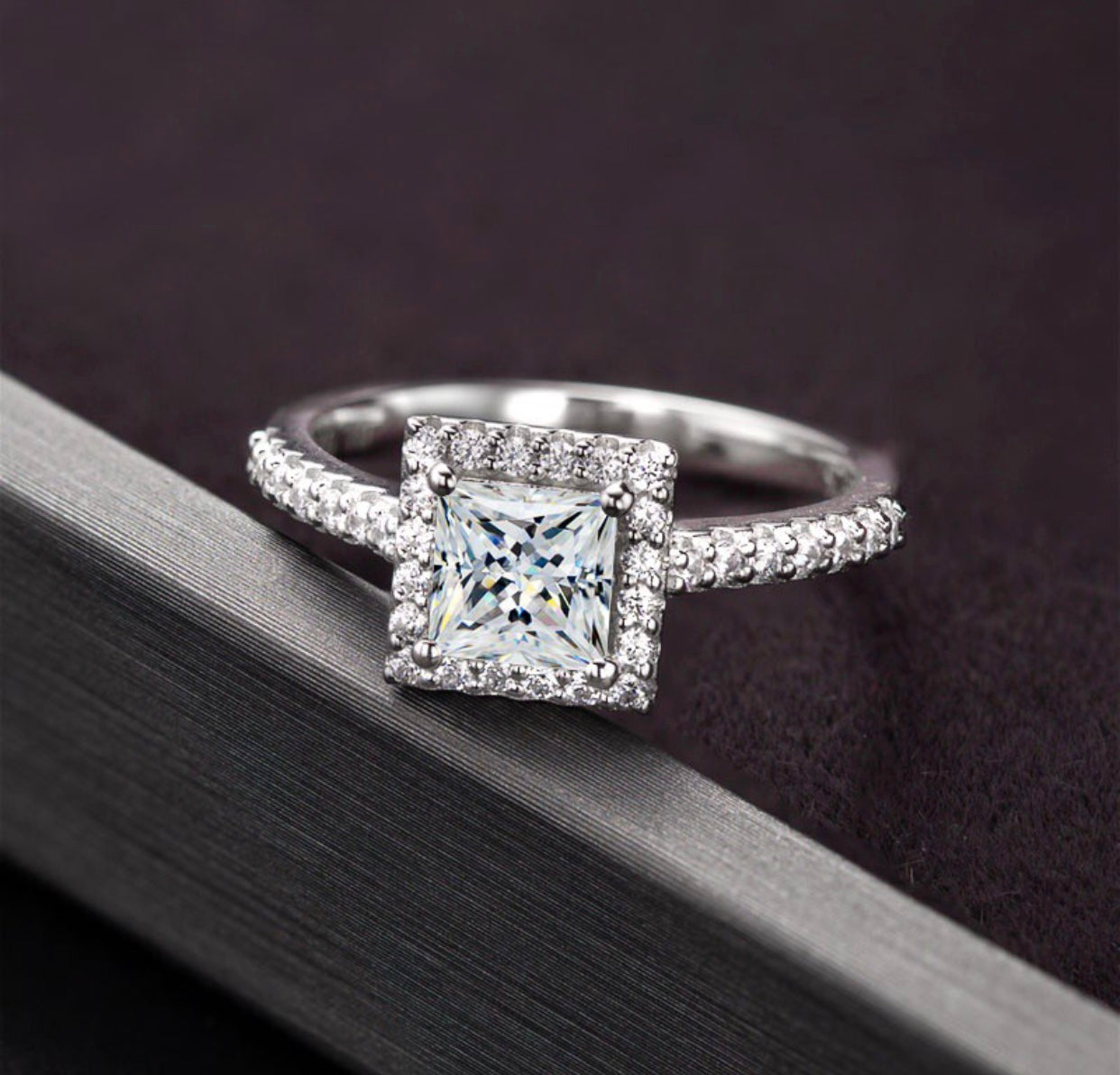 "Zcharina" Princess / Emerald cut Engagement Ring