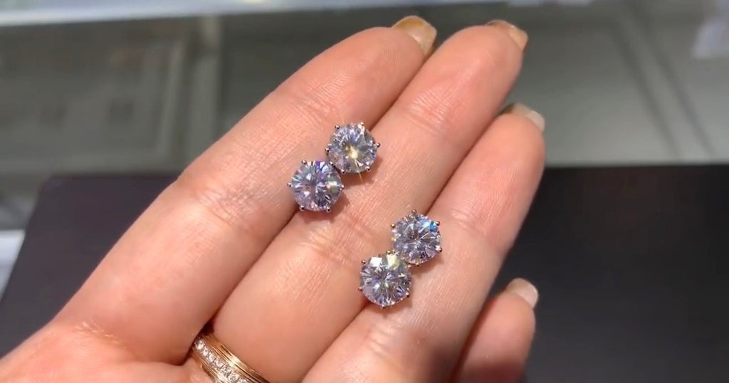 Fiona Earrings 1ct/1ct, 2ct/2ct & 3ct/3ct Moissanite Diamond Stones