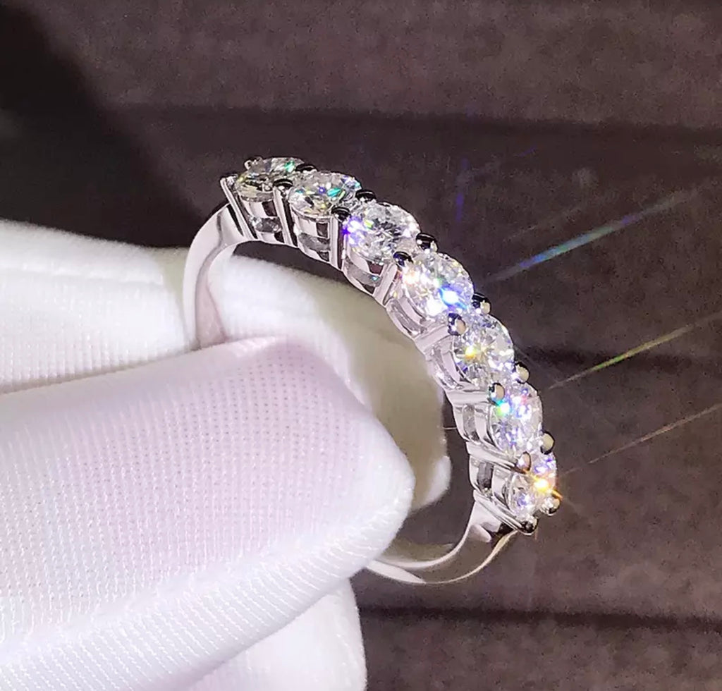 Half Eternity Natural Moissanite Diamond Ring