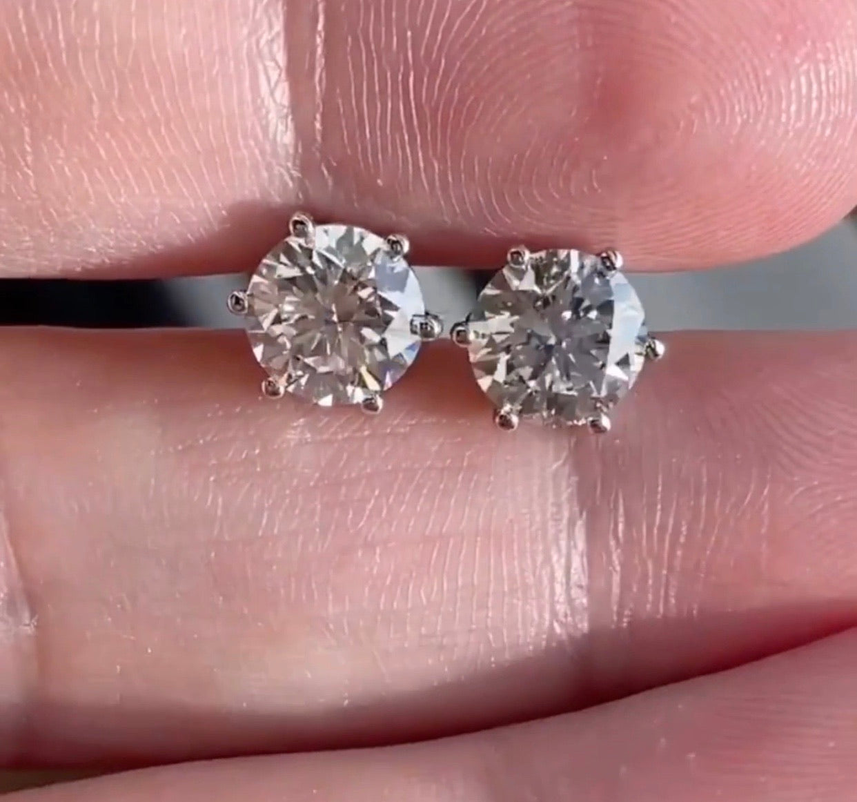 Fiona Earrings 1ct/1ct, 2ct/2ct & 3ct/3ct Moissanite Diamond Stones