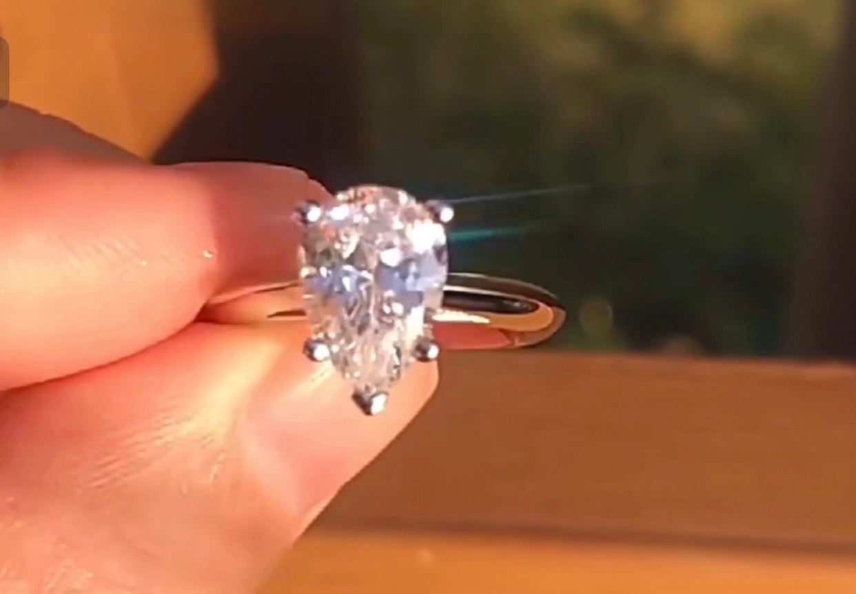 "Crystal" moissanite diamond Engagement Ring Pear Shape