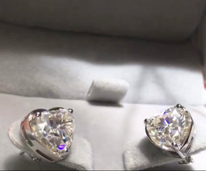 Crystal Heart 1 Moissanite Diamond Earrings